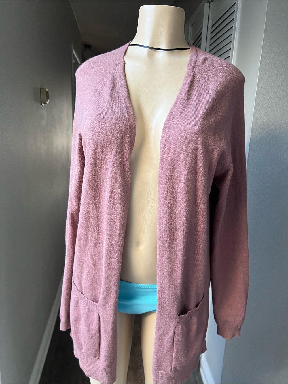 Love Tree Open Cardigan in Mauve Pink